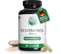 Green Naturals® Trans-Resvératrol 500 mg - Pureté > 98% de trans-resvératrol - Approvisionnement 2 mois - Fabriqué en Allemagne - 100% végétalien & sans additifs - 60 gélules