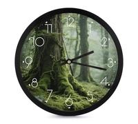 Green Nature Horloge murale numérique à piles 25,4 cm moderne silencieuse sans tic-tac, horloges faciles à lire pour salon, salle de bain, cuisine, bureau, chambre à coucher