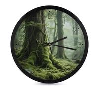 Green Nature Horloge murale numérique à piles 25,4 cm moderne silencieuse sans tic-tac, horloges faciles à lire pour salon, salle de bain, cuisine, bureau, chambre à coucher