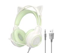 Green NoBox Casque de jeu Cat Ear pour PC, ordinateur, ensembles de sauna de jeu avec microphone, bruit Cancell, filaire, prise USB 3.5mm, PS4, Xbox One ""Nipseyteko