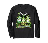 Green Nurse St Patrick Day Blouse pour Femme Manche Longue