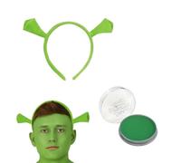 Green Ogre Ensemble d'accessoires de déguisement avec bandeau, oreilles et peinture pour le visage - Kit de déguisement amusant pour adultes et enfants - Parfait pour les fêtes, la journée mondiale du