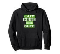 Green Out Here Being Cute Green Graphic Sweat à Capuche