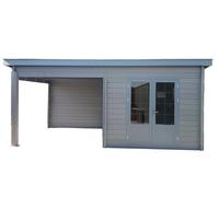 Green Outside Abri de jardin composite toit plat + auvent - Actual 6 x 3 m gris anthracite - AB6x3PYAW001