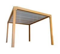 Green Outside Pergola bioclimatique solaire motorisée aluminium effet bois - 12 m² - P12S4X3 DB
