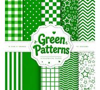 Green Patterns Scrapbook Paper: Gingham Plaid, Polka Dot, Striped, Checkered and Chevron Backgrounds for Scrapbooking, Junk Journals, Card Making, ... 20 Double-Sided Pages, 8.5 x 8.5 Inches