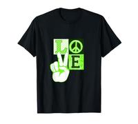 Green Peace Love Vibes Green Graphic T-Shirt