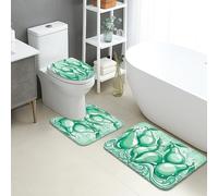 Green Pears Lot de 3 tapis de bain à séchage rapide, artistique, moderne, absorbant, antidérapant, en flanelle, lavable pour salle de bain, toilettes, toilettes