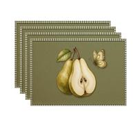 Green Pears Lot de 4 sets de table décoratifs pour table de salle à manger, saisonniers, antidérapants, lavables, pour intérieur et extérieur, cuisine, fête