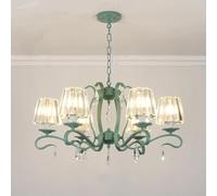 Green Pendant Kitchen Island 5-Light Clear Glass Crystal Nordic Vintage Ceiling Hanging Lamp Large Dining Chandelier for Living Room Foyer Farmhouse