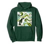 Green Penguin Blossom Flora Leaf Plant Forest Pattern Sweat à Capuche, Unisexe pour Adultes, Vert Forêt, L