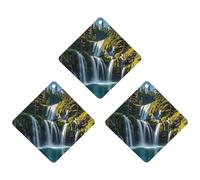 Green Pine Waterfall Lot de 3 désodorisants à suspendre pour voiture, maison, bureau, style noir