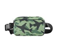 Green Planes Sac à bandoulière tendance camouflage pour homme et femme Grande capacité avec sangle réglable pour voyage, gym, travail, Camouflage avions verts, 1 size