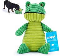 Green Plush Frog with Squeaker: Soft,Ribbed Interactive Toy for Small and Medium Dogs.