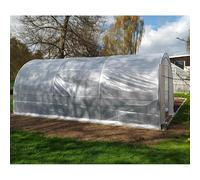 Green Protect Serre Tunnel en Acier Galvanisé Blanc 3x6m H2,40m avec 2 Portes Battantes Bâche Polyéthylène 200gr/m²