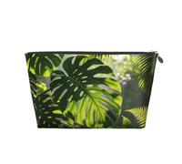 Green Rainforest Art Trousse de maquillage de voyage en cuir étanche