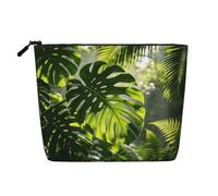 Green Rainforest Art Trousse de maquillage légère imitation lin