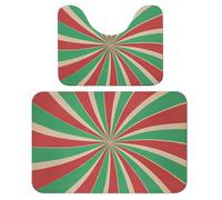 Green Rays Lot de 2 tapis de salle de bain rétro absorbants et tapis de bain antidérapants avec tapis contour WC