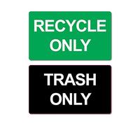 Green Recycle Only & Trash Only Recycle Bin Stickers Decal