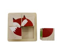 Green Rhino Puzzle en Bois « Animaux de la Jungle » | Puzzle pour Enfants | Apprentissage ludique | Puzzle en Bois avec Motifs d'animaux | 4 Cubes en Bois | 6 Motifs Animaux