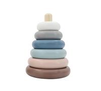 GREEN RHINO Tour empilable pour enfants en bois | Jouet éducatif en bois | pour bébés & tout-petits | couleurs pastel bleu