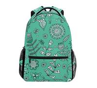 Green Rose Shoulder Backpack Student Bookbags for Travel Kid Girls Boys