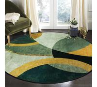 Green Round Rug Machine Washable Living Room Bedroom Fireplace Corner Rug Emerald Green Half Circle Pattern 120cm