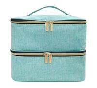 Green Sac De Rangement De Vernis À Ongles À Double Couche Rangement Vernis A Ongle Malette Onglerie Organisateur Grand Étui De Rangement Zippé pour Vernis À Ongles 25x20x19 Cm