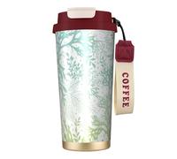 Green Sea Blue Bouteille d'eau avec couvercle à paille en acier inoxydable à large goulot isotherme anti-fuite pour femme - Rouge