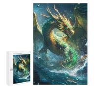 Green Sea Dragon Artwork Puzzle 1000 Pièces Educa Jouet en Bois Cadeau Unique Décoration Intérieure Jeu Éducatif Challenge Toy Adultes Et Enfants À Partir De 14 Ans 1000 PCS