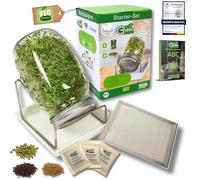 Green SEEDS Bocal à germes 1 Set de 1000ml avec Couvercle à Grille en Acier Inoxydable de Haute qualité, Support, Bol en céramique + ABC des germes Gratuit [E-Book]