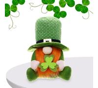 Green Shamrock Gnomes Figurines - Saint-Patricks Day Sans Visage Dcorf, Leprecrechaun Tiered Tray Gnome Statues | Irish Tomte Figures De Collection, Gnomes Debout en Peluche, Jeu D' De Festiva