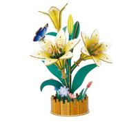 Green Slide Puzzle 3D Bouquet de Lys Maquette Bois 85 Pièces | Assemblage sans colle ni outil