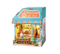 Green Slide Scène Miniature Café Cosy Puzzle 3D LED 112 Pièces | Comptoir barista éclairé