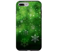 Green Snowflake Winter Holiday Season Bokeh Phone Design Coque pour iPhone 7 Plus/8 Plus