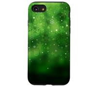 Green Snowflake Winter Holiday Season Bokeh Phone Design Coque pour iPhone SE (2020) / 7/8