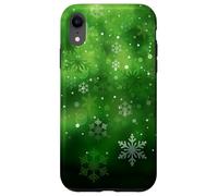 Green Snowflake Winter Holiday Season Bokeh Phone Design Coque pour iPhone XR