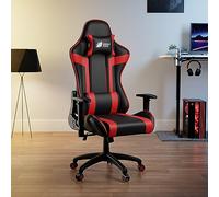 Green Soul Raptor Racing Edition Chaise de jeu ergonomique en cuir synthétique de qualité supérieure, coussin lombaire et cou réglables, accoudoirs réglables 2D et base en nylon robuste (noir rouge)