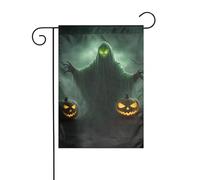 Green Spirit Horror Halloween Pumpkin Garden Flag Double face 30x45cm, Drapeaux de décoration de Noël en plein air, Drapeau de cour durable
