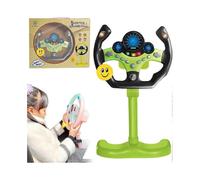 (Green) Steering Wheel Driving Toy, Simulated Steering Wheel for Kids