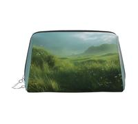 Green Summer Trousse de maquillage zippée en cuir imprimé Idéal pour cosmétiques et articles de toilette, Argenté., Taille unique