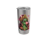 Green Tara Bubblegum Y2K Baddie Tibétain Bouddhisme Déesse Gobelet isotherme en acier inoxydable double paroi