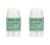 Green Tea Toner Mask Stick - Masque facial nettoyant et Feuchtigkeitsspendende avec extrait de thé vert, vitamine E et glycérine pour tous les types de peau (2pcs)