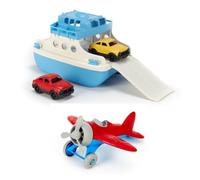 Green Toys Ensemble bateau ferry et avion rouge - Ensemble de véhicules Fly & Float