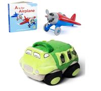 Green Toys Ensemble de livres de planche en peluche et d'avion pour camion de recyclage - Ensemble de jeu vol et peluche