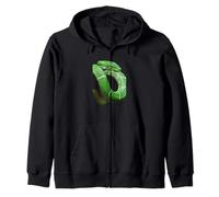 Green Tree Python Illustration réaliste Serpent enroulé Sweat à Capuche