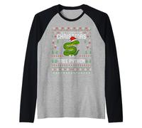 Green Tree Python Pull de Noël Moche Serpent de Noël Manche Raglan