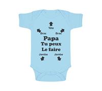 Green Turtle T-Shirts Body Bebe Humour Cadeau Futur Papa Fête des Pères Cadeaux Bébé Annonce Grossesse 3-6 Mois Bleu ciel