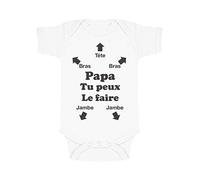 Green Turtle T-Shirts Body Bebe Humour Cadeau Futur Papa Fête des Pères Cadeaux Bébé Annonce Grossesse 9-12 Mois Blanc