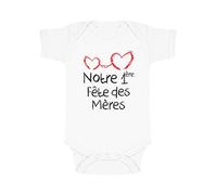 Green Turtle T-Shirts Notre 1ère Fête des Mères Body Bébé Cadeau pour Bebe et Nouvelle Maman0-3 Mois Blanc